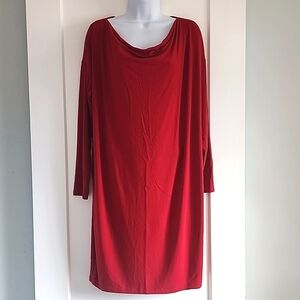 Eileen Fisher Fine Jersey Cowl Neck dress in red size medium